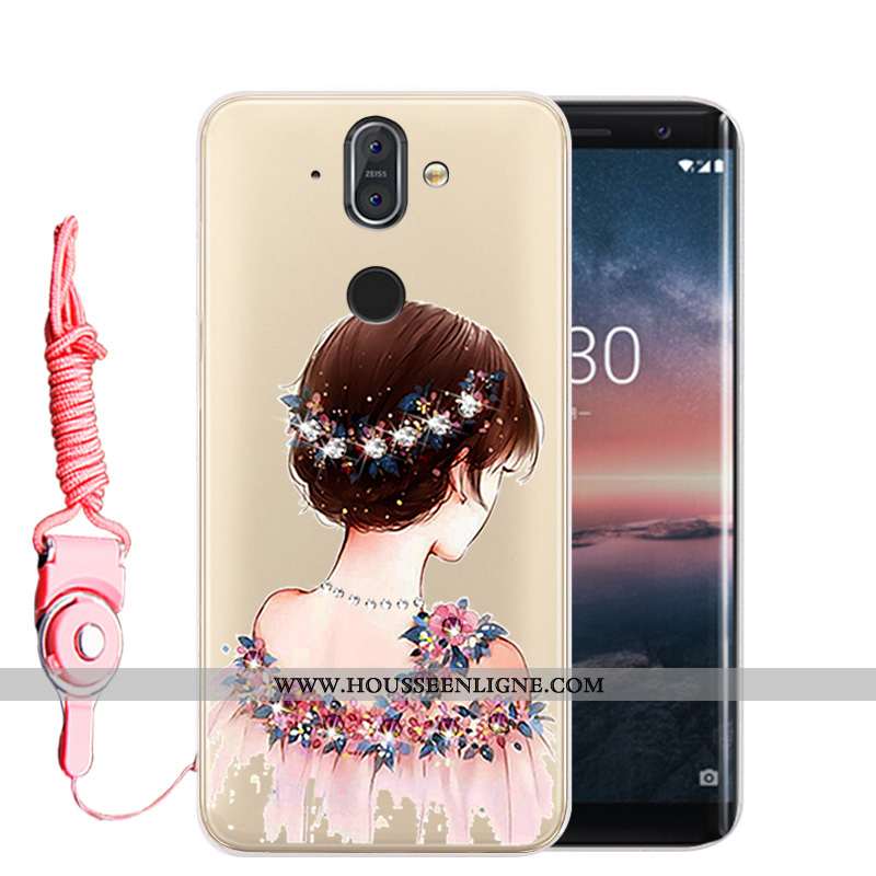 Housse Nokia 8 Sirocco Protection Strass Or Téléphone Portable Incassable Fluide Doux Étui Doré