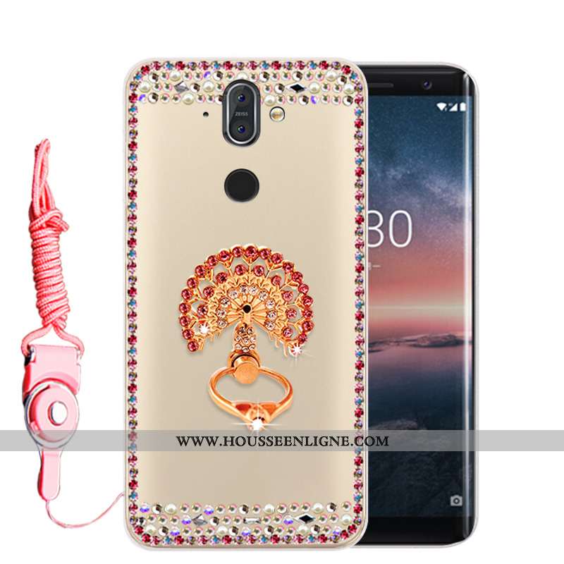 Housse Nokia 8 Sirocco Protection Strass Or Téléphone Portable Incassable Fluide Doux Étui Doré