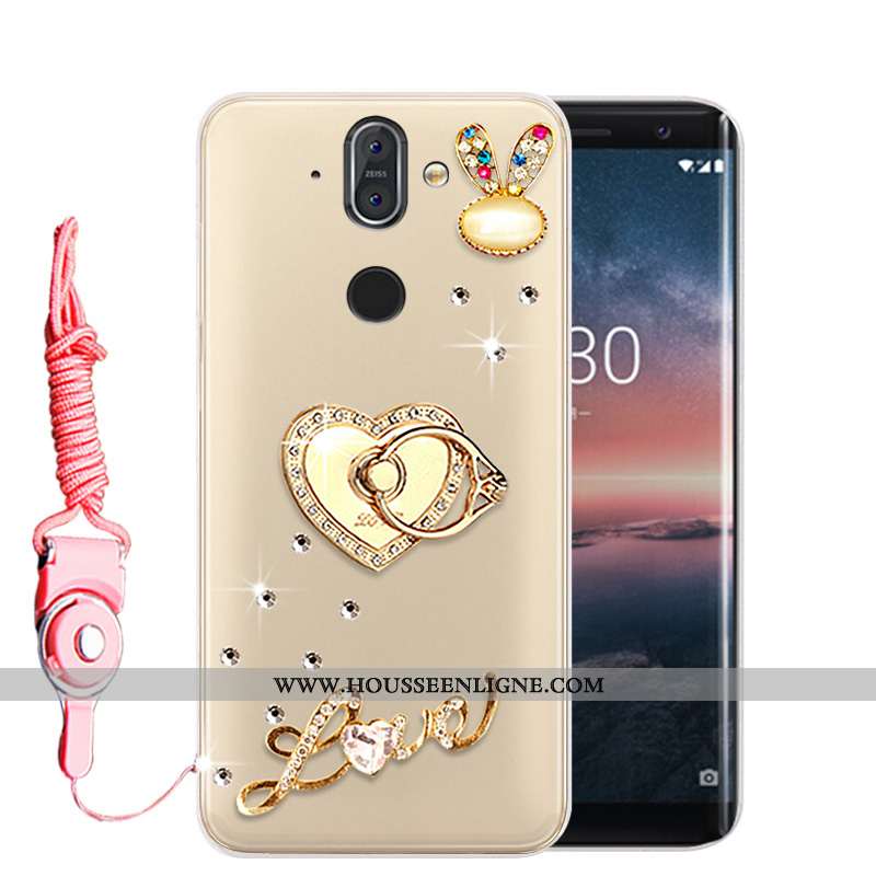 Housse Nokia 8 Sirocco Protection Strass Or Téléphone Portable Incassable Fluide Doux Étui Doré