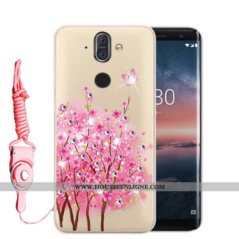 Housse Nokia 8 Sirocco Protection Strass Or Téléphone Portable Incassable Fluide Doux Étui Doré