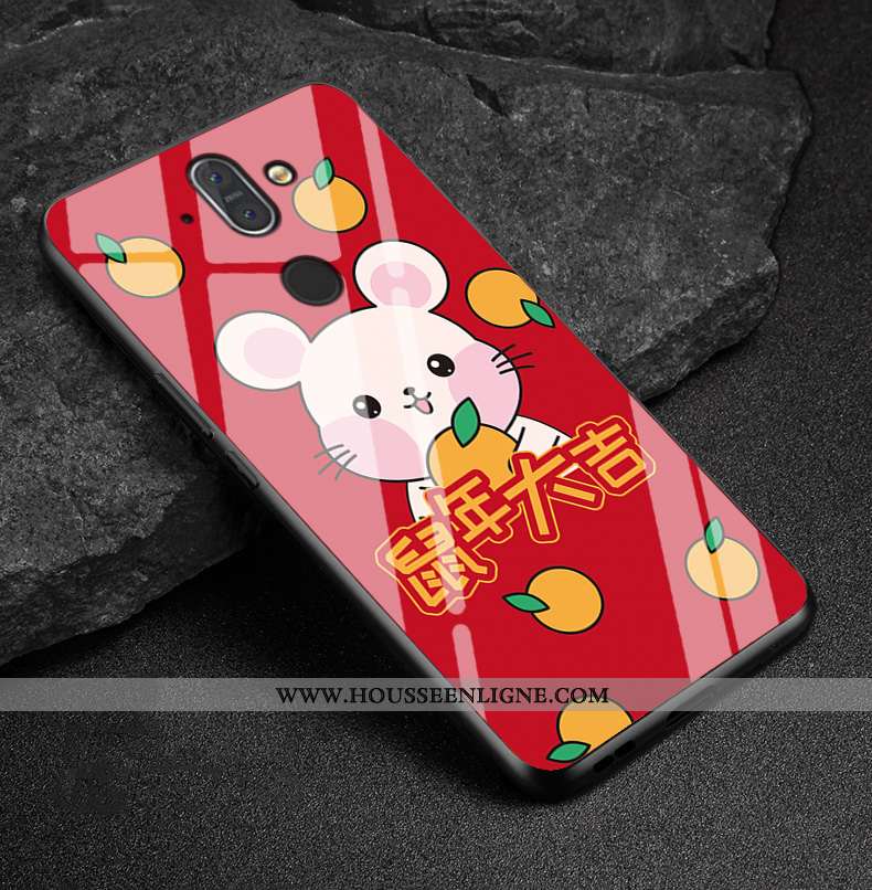 Housse Nokia 8 Sirocco Protection Verre Étui Rat Téléphone Portable Coque Rouge