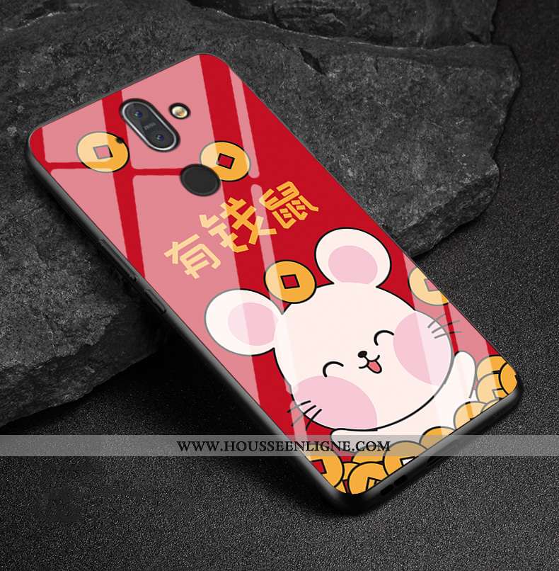 Housse Nokia 8 Sirocco Protection Verre Étui Rat Téléphone Portable Coque Rouge