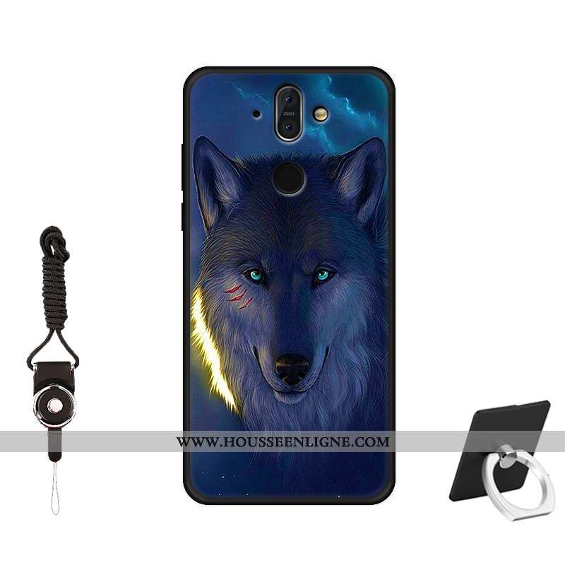 Housse Nokia 8 Sirocco Verre Délavé En Daim Créatif Nouveau Tempérer Incassable Étui Noir