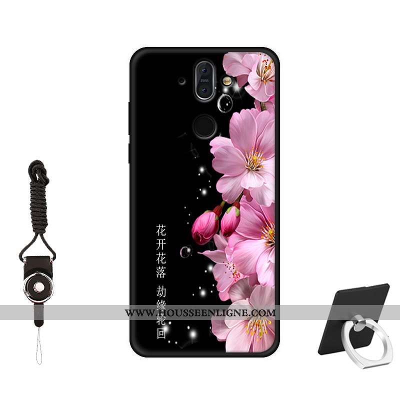 Housse Nokia 8 Sirocco Verre Délavé En Daim Créatif Nouveau Tempérer Incassable Étui Noir