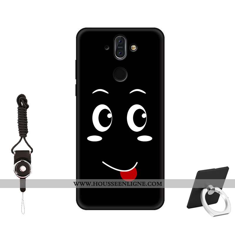 Housse Nokia 8 Sirocco Verre Délavé En Daim Créatif Nouveau Tempérer Incassable Étui Noir