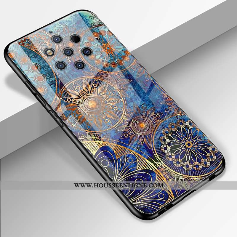 Housse Nokia 9 Pureview Créatif Dessin Animé Tout Compris Miroir Verre Incassable Fluide Doux Noir