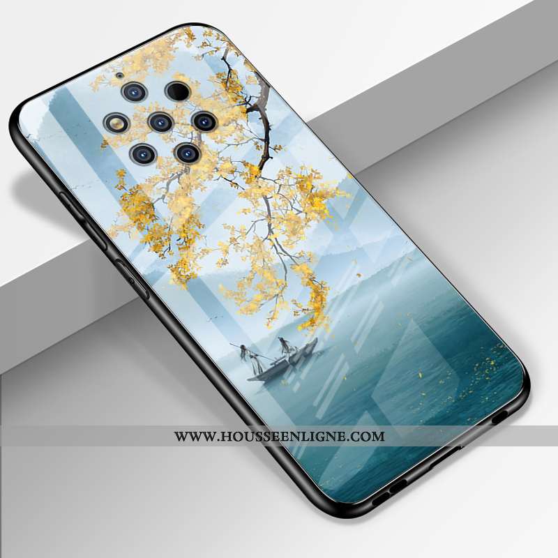 Housse Nokia 9 Pureview Créatif Dessin Animé Tout Compris Miroir Verre Incassable Fluide Doux Noir
