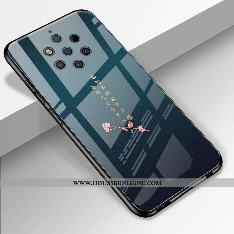 Housse Nokia 9 Pureview Créatif Dessin Animé Tout Compris Miroir Verre Incassable Fluide Doux Noir