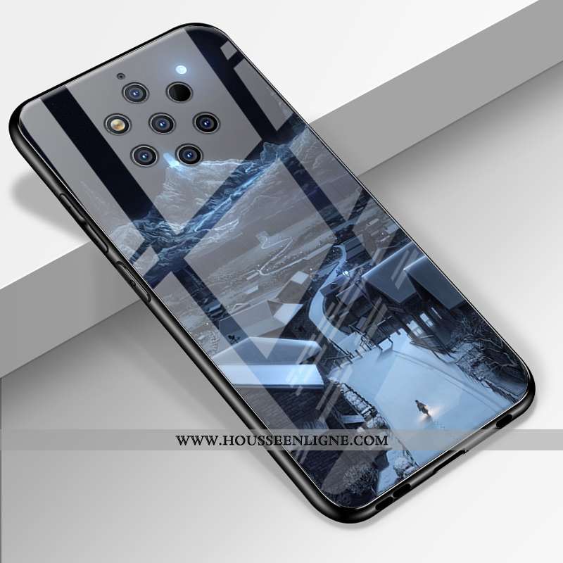 Housse Nokia 9 Pureview Créatif Dessin Animé Tout Compris Miroir Verre Incassable Fluide Doux Noir