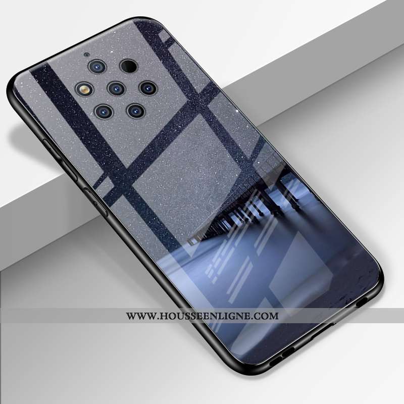 Housse Nokia 9 Pureview Créatif Dessin Animé Tout Compris Miroir Verre Incassable Fluide Doux Noir