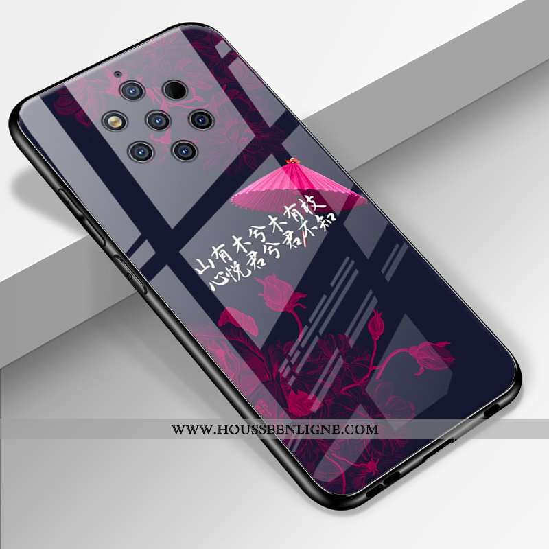 Housse Nokia 9 Pureview Créatif Dessin Animé Tout Compris Miroir Verre Incassable Fluide Doux Noir