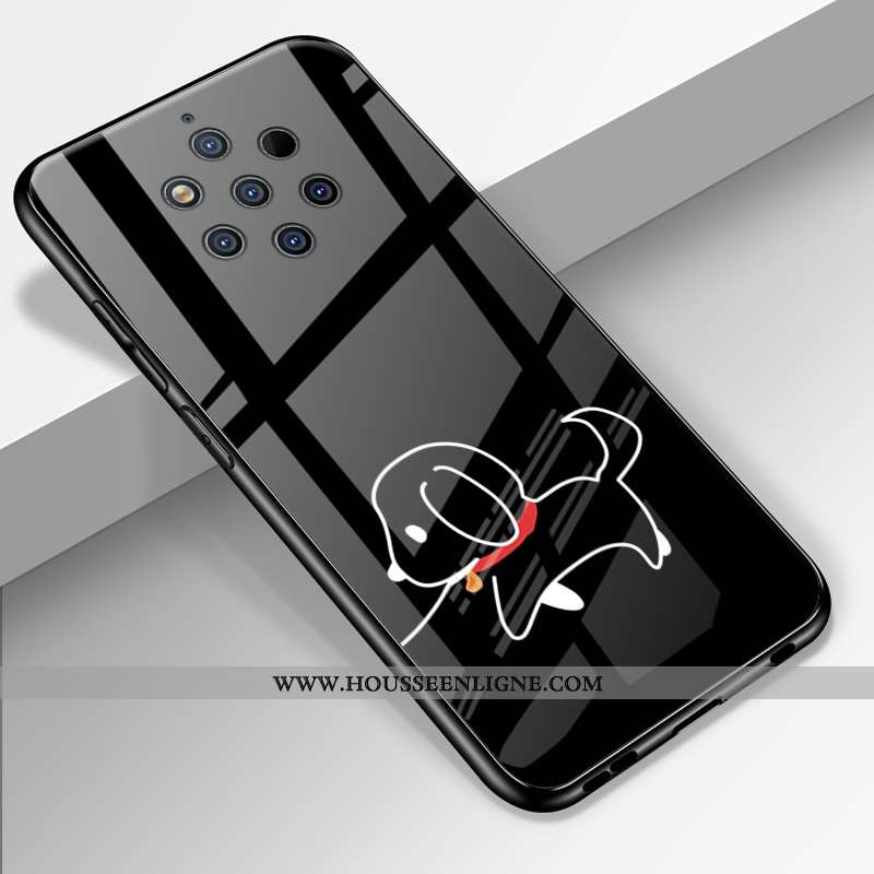 Housse Nokia 9 Pureview Créatif Dessin Animé Tout Compris Miroir Verre Incassable Fluide Doux Noir