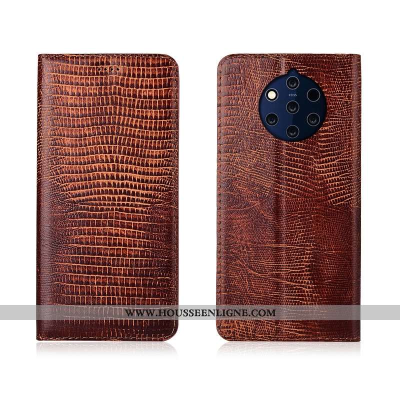 Housse Nokia 9 Pureview Cuir Véritable Cuir Silicone Téléphone Portable Étui Fluide Doux Coque Bleu 