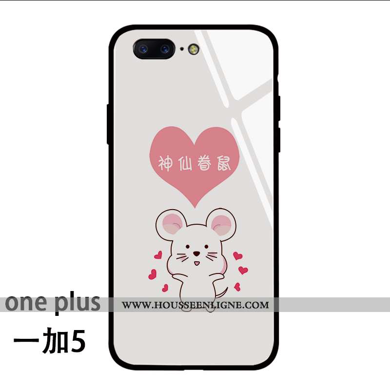 Housse Oneplus 5 Silicone Verre Nouveau Rat Créatif Amoureux Coque Blanche