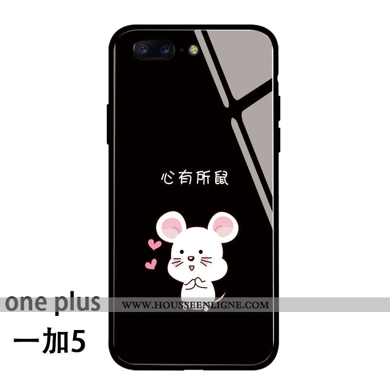 Housse Oneplus 5 Silicone Verre Nouveau Rat Créatif Amoureux Coque Blanche