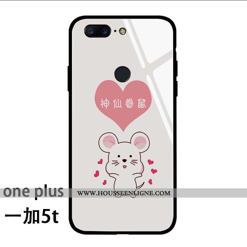 Housse Oneplus 5 Silicone Verre Nouveau Rat Créatif Amoureux Coque Blanche