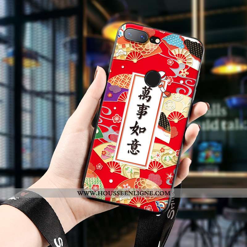 Housse Oneplus 5t Gaufrage Tendance Fluide Doux Coque Silicone Protection Incassable Rouge