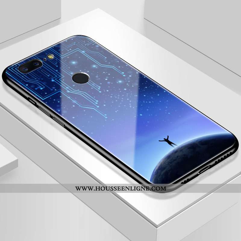 Housse Oneplus 5t Personnalité Protection Refroidissement Miroir Ciel Étoilé Verre Violet