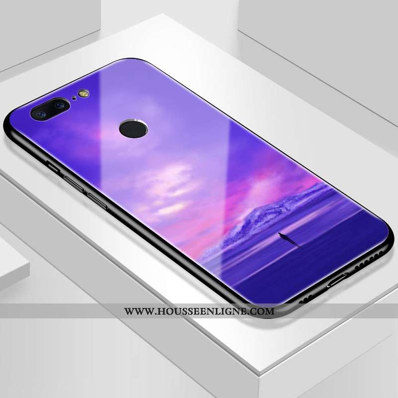 Housse Oneplus 5t Personnalité Protection Refroidissement Miroir Ciel Étoilé Verre Violet