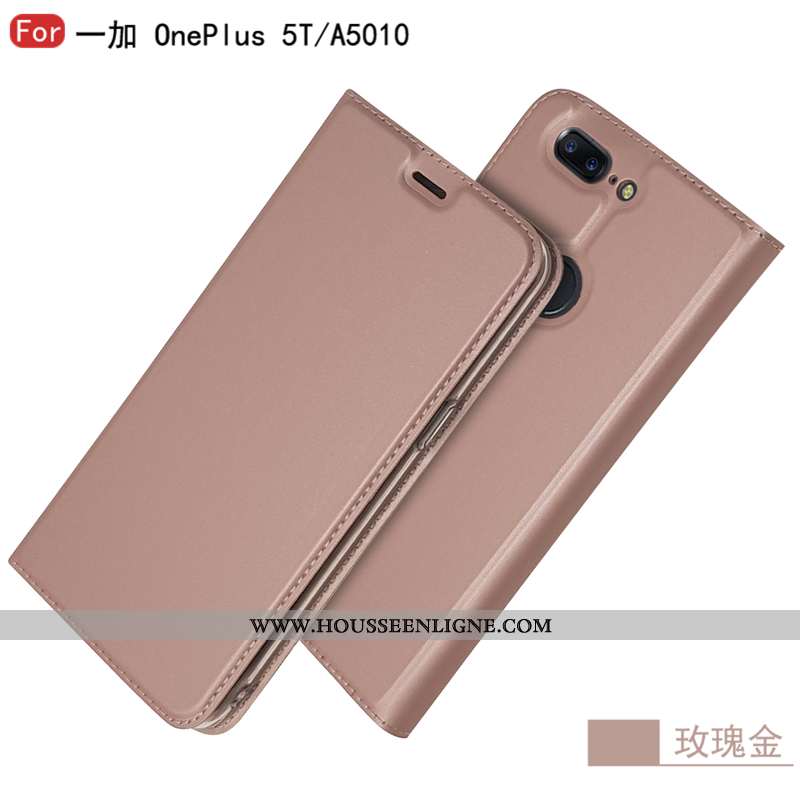 Housse Oneplus 5t Protection Cuir Incassable Coque Clamshell Magnétisme Étoile Rose