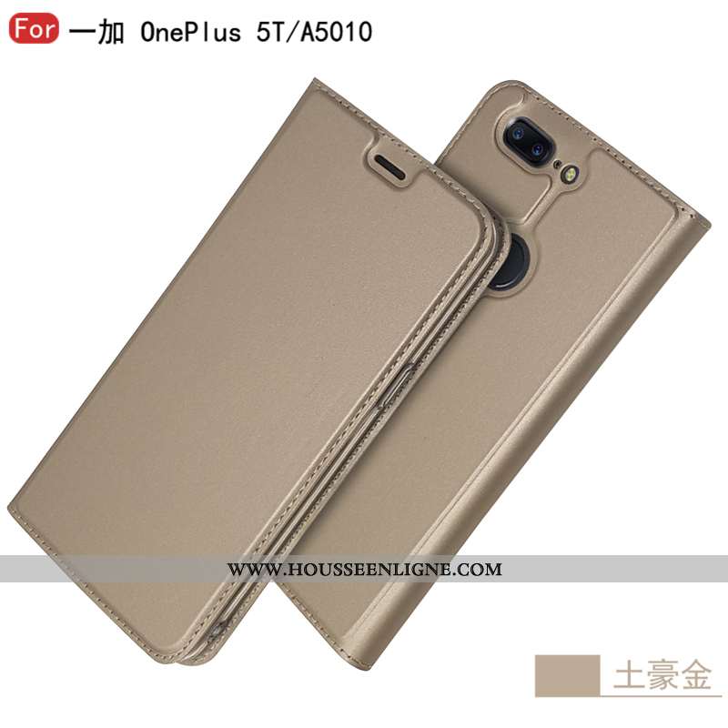 Housse Oneplus 5t Protection Cuir Incassable Coque Clamshell Magnétisme Étoile Rose