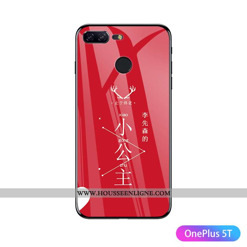 Housse Oneplus 5t Verre Personnalité Net Rouge Amoureux Rouge Personnalisé Téléphone Portable