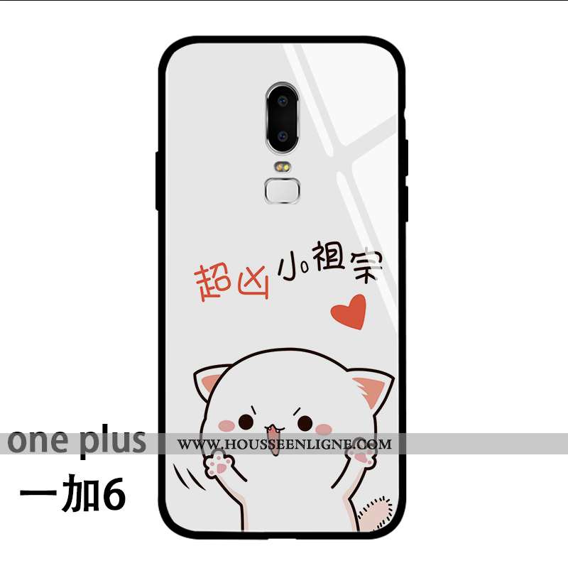 Housse Oneplus 6 Charmant Tendance Amoureux Net Rouge Petit Personnalité Coque Blanche