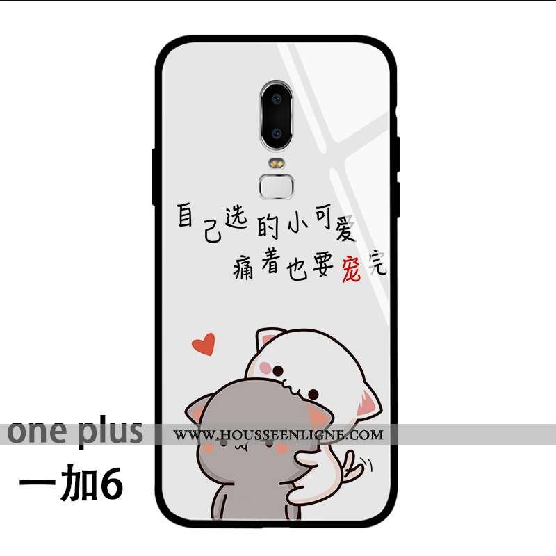 Housse Oneplus 6 Charmant Tendance Amoureux Net Rouge Petit Personnalité Coque Blanche