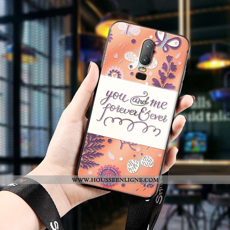 Housse Oneplus 6 Créatif Gaufrage Dimensionnel Fluide Doux Étui Personnalité Tendance Orange