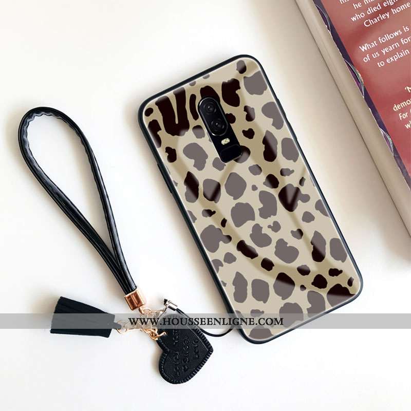 Housse Oneplus 6 Créatif Tendance Téléphone Portable Fluide Doux Modèle Fleurie Étui Verre Khaki
