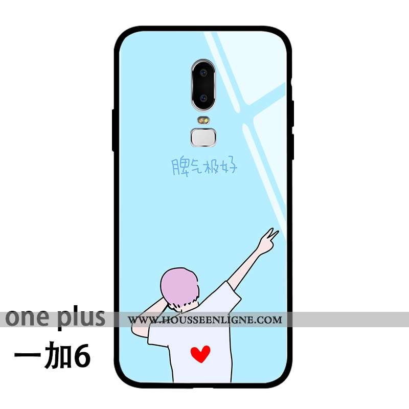 Housse Oneplus 6 Créatif Tendance Étui Incassable Fluide Doux Verre Blanc Blanche