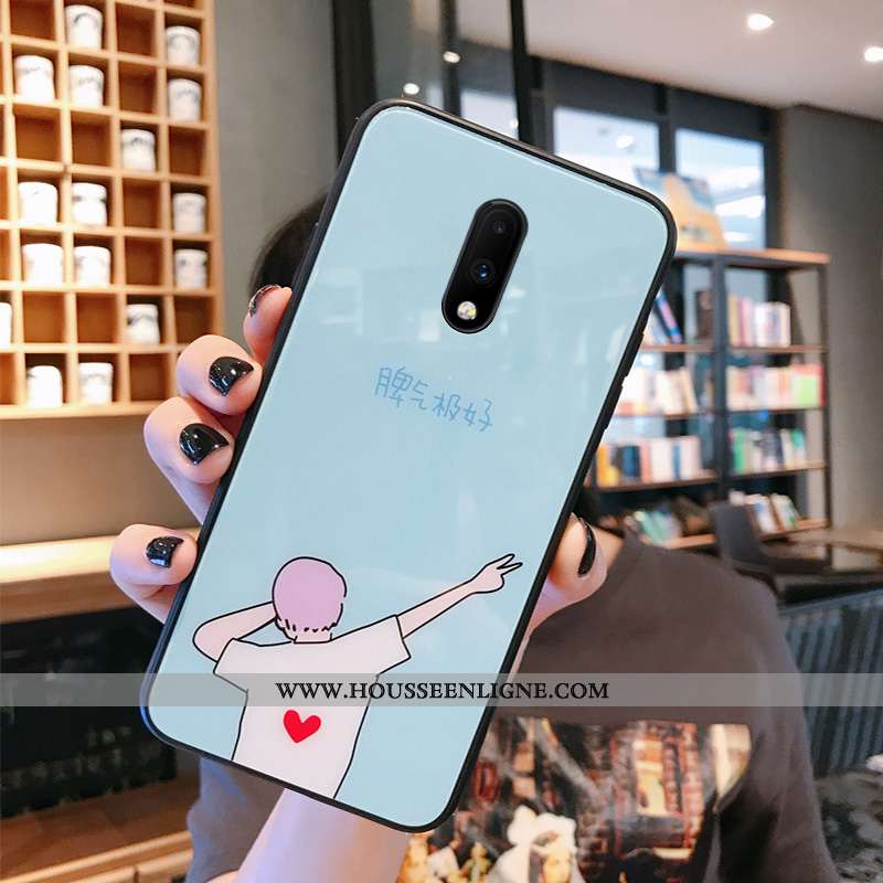 Housse Oneplus 6 Créatif Tendance Étui Incassable Fluide Doux Verre Blanc Blanche