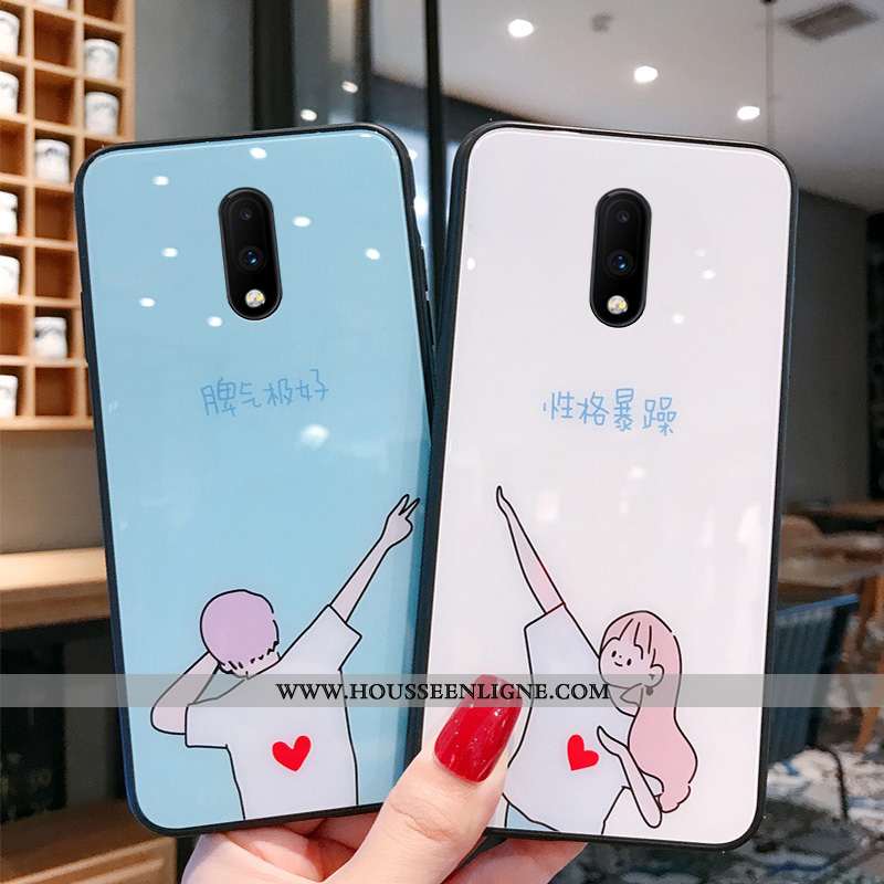 Housse Oneplus 6 Créatif Tendance Étui Incassable Fluide Doux Verre Blanc Blanche