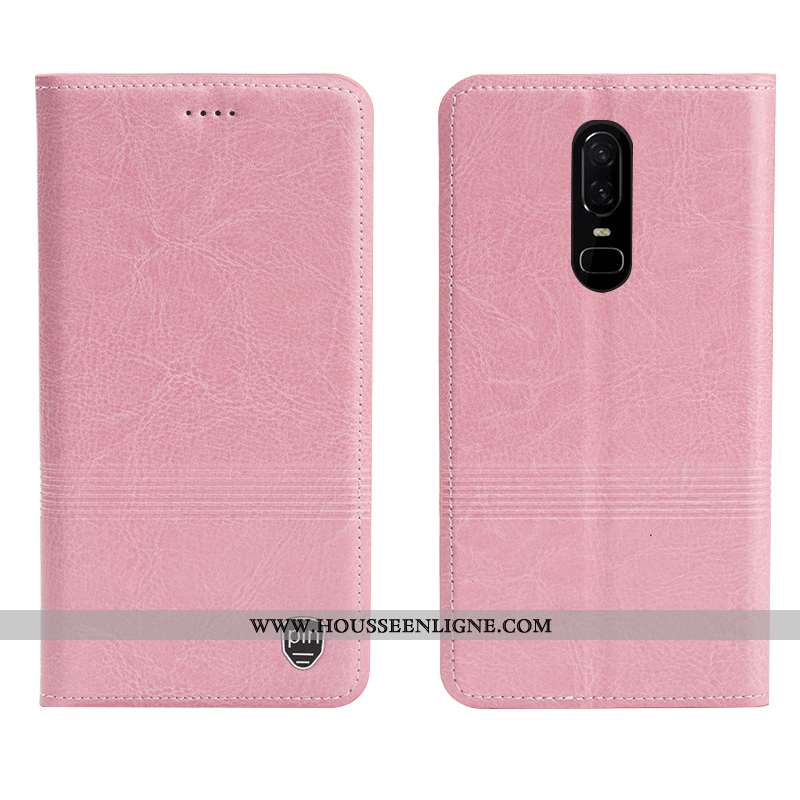 Housse Oneplus 6 Cuir Véritable Cuir Étui Coque Téléphone Portable Marron