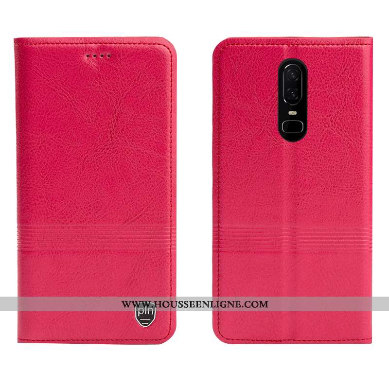 Housse Oneplus 6 Cuir Véritable Cuir Étui Coque Téléphone Portable Marron