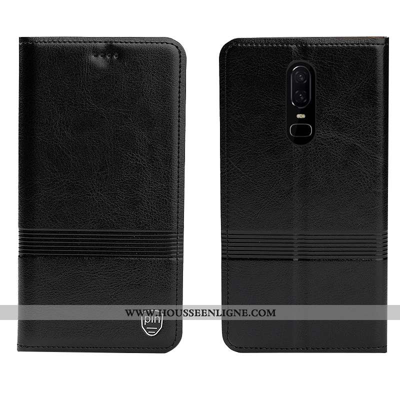 Housse Oneplus 6 Cuir Véritable Cuir Étui Coque Téléphone Portable Marron