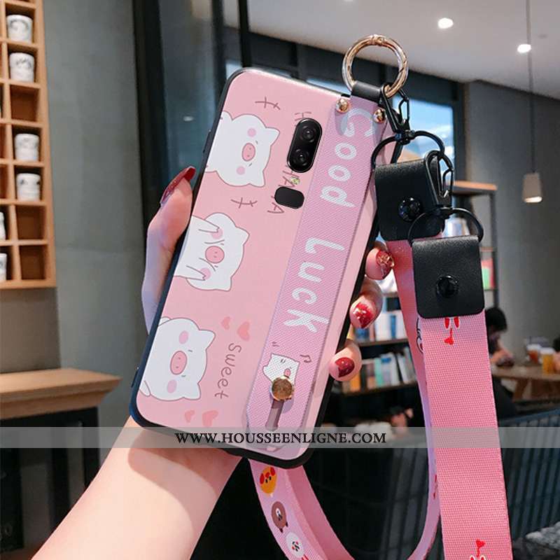 Housse Oneplus 6 Dessin Animé Charmant Protection Rose Étui Silicone Coque