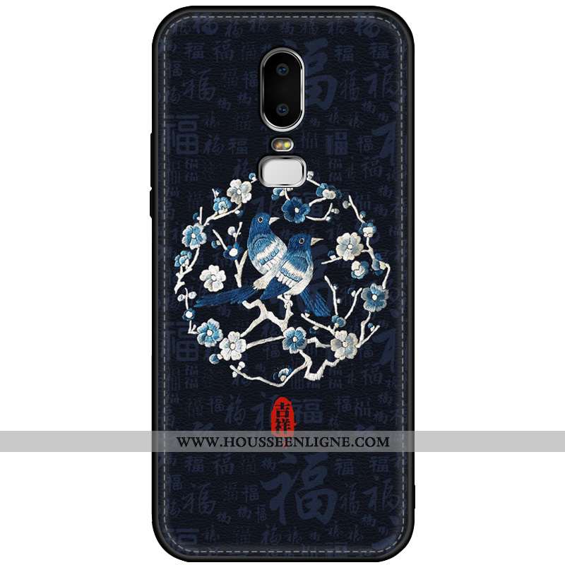 Housse Oneplus 6 Fluide Doux Protection Coque Net Rouge Noir Tendance Gaufrage