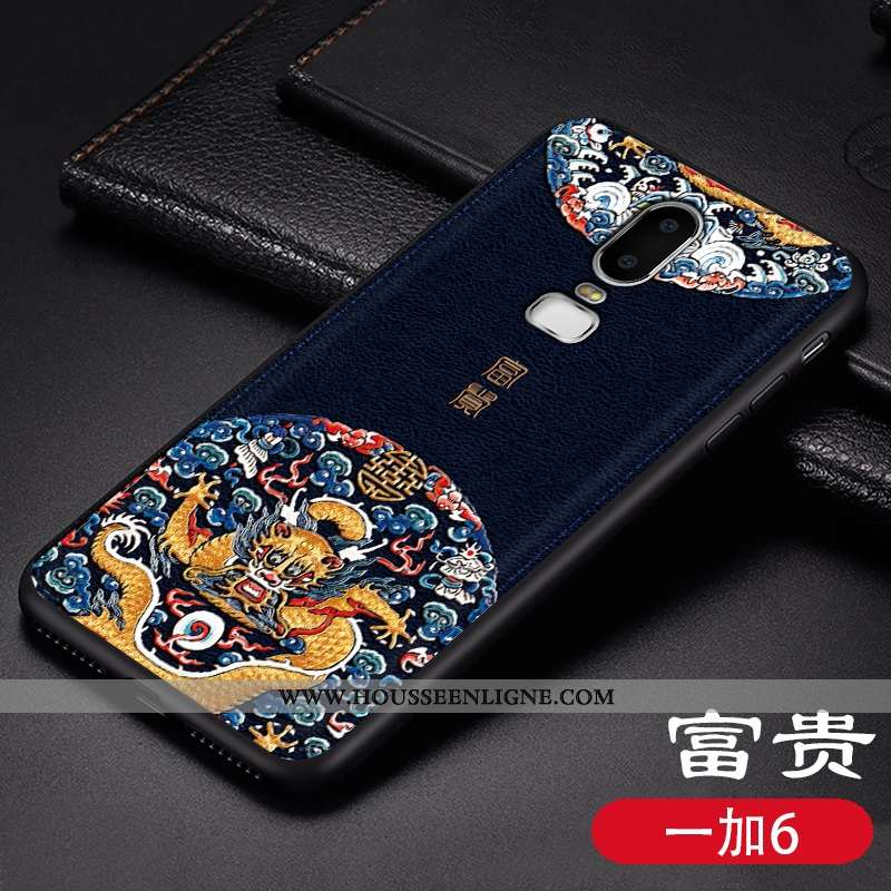 Housse Oneplus 6 Fluide Doux Protection Coque Net Rouge Noir Tendance Gaufrage