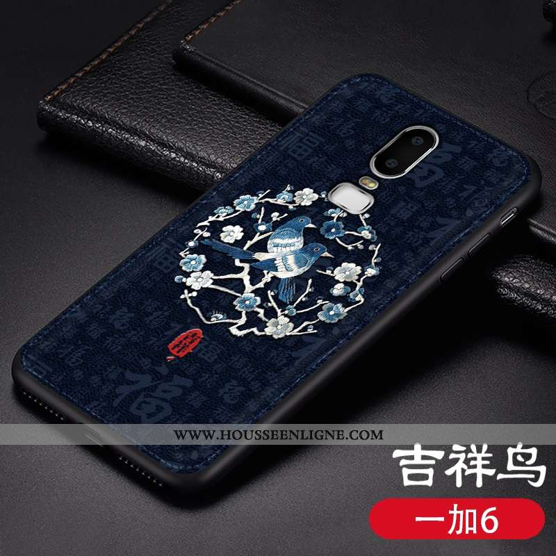 Housse Oneplus 6 Fluide Doux Protection Coque Net Rouge Noir Tendance Gaufrage