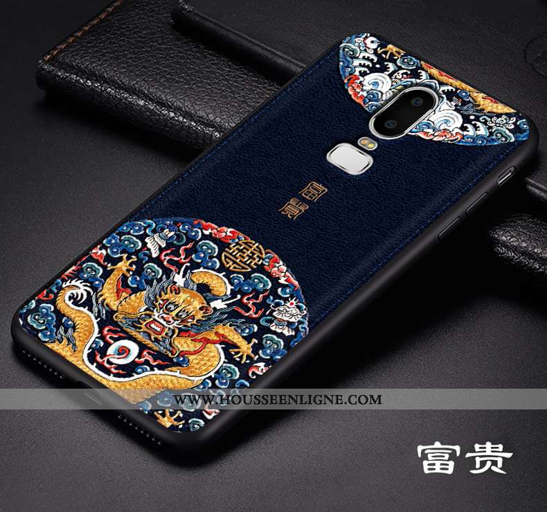 Housse Oneplus 6 Fluide Doux Protection Coque Net Rouge Noir Tendance Gaufrage