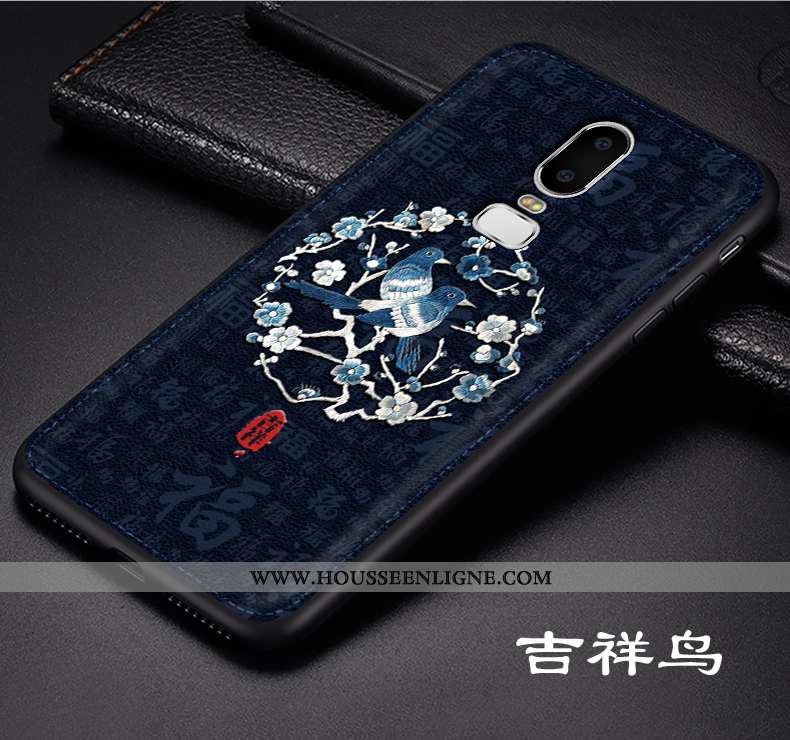 Housse Oneplus 6 Fluide Doux Protection Coque Net Rouge Noir Tendance Gaufrage