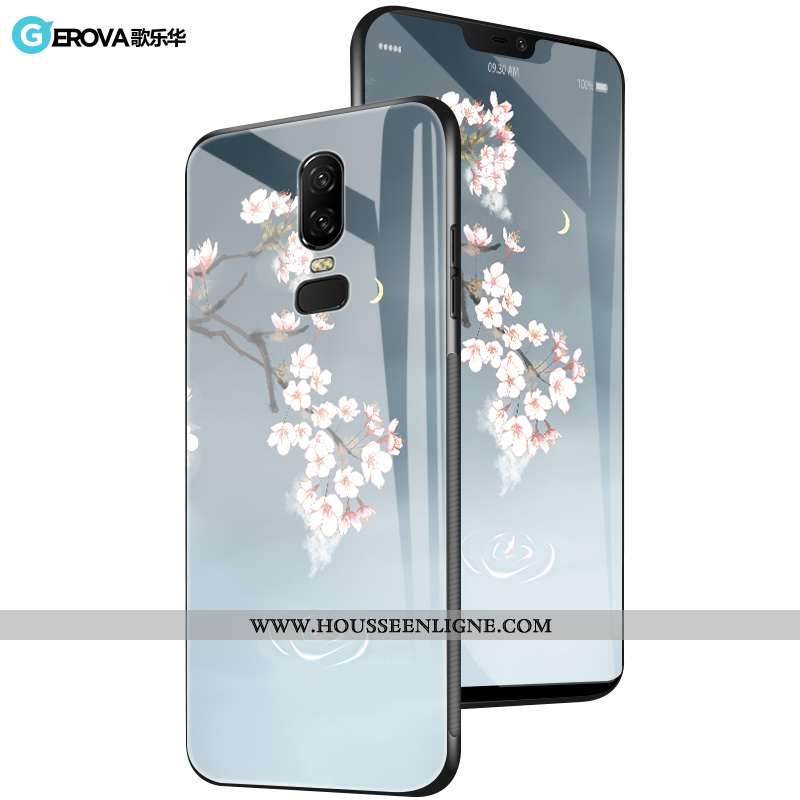 Housse Oneplus 6 Fluide Doux Silicone Couvercle Arrière Difficile Frais Simple Miroir Gris