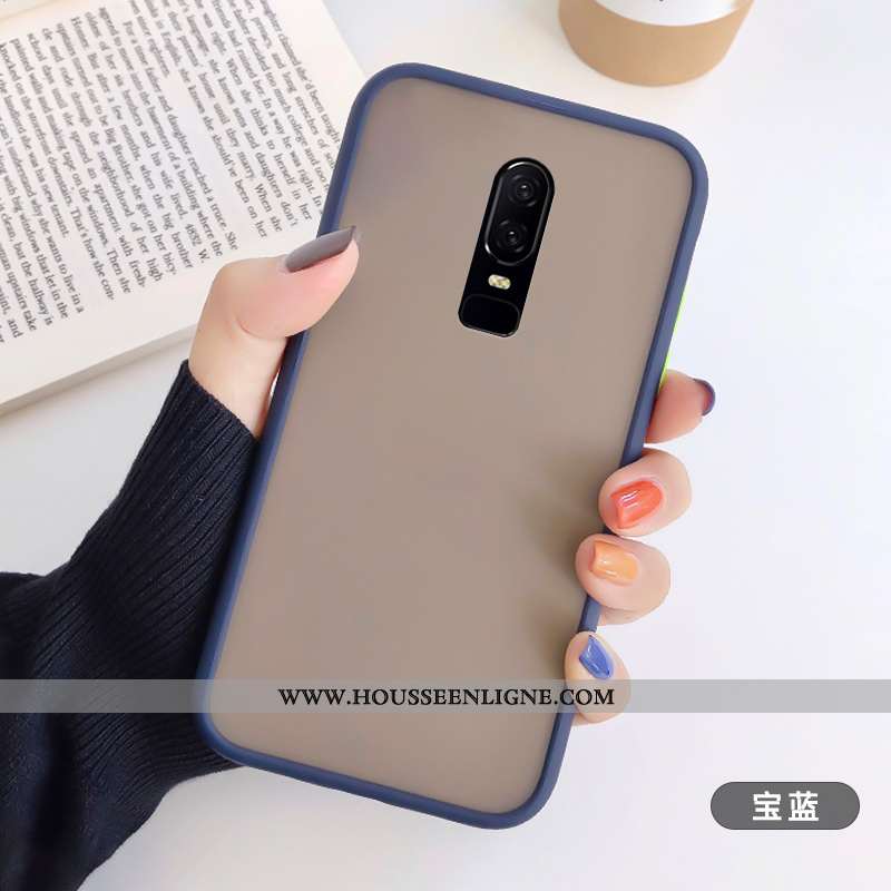 Housse Oneplus 6 Fluide Doux Silicone Délavé En Daim Coque Bleu Incassable Créatif