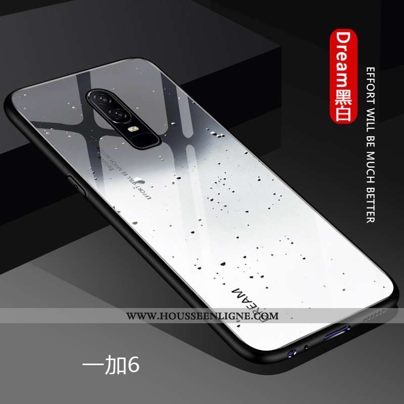 Housse Oneplus 6 Légère Fluide Doux Protection Difficile Tout Compris Dégradé Tendance Blanche