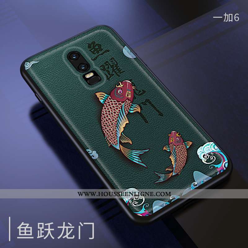 Housse Oneplus 6 Mode Protection Étui Gaufrage Fluide Doux Téléphone Portable Coque Rouge