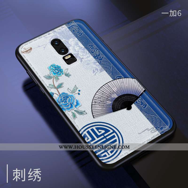 Housse Oneplus 6 Mode Protection Étui Gaufrage Fluide Doux Téléphone Portable Coque Rouge