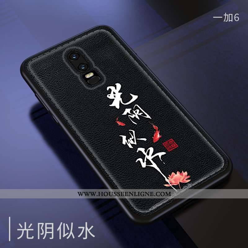 Housse Oneplus 6 Mode Protection Étui Gaufrage Fluide Doux Téléphone Portable Coque Rouge