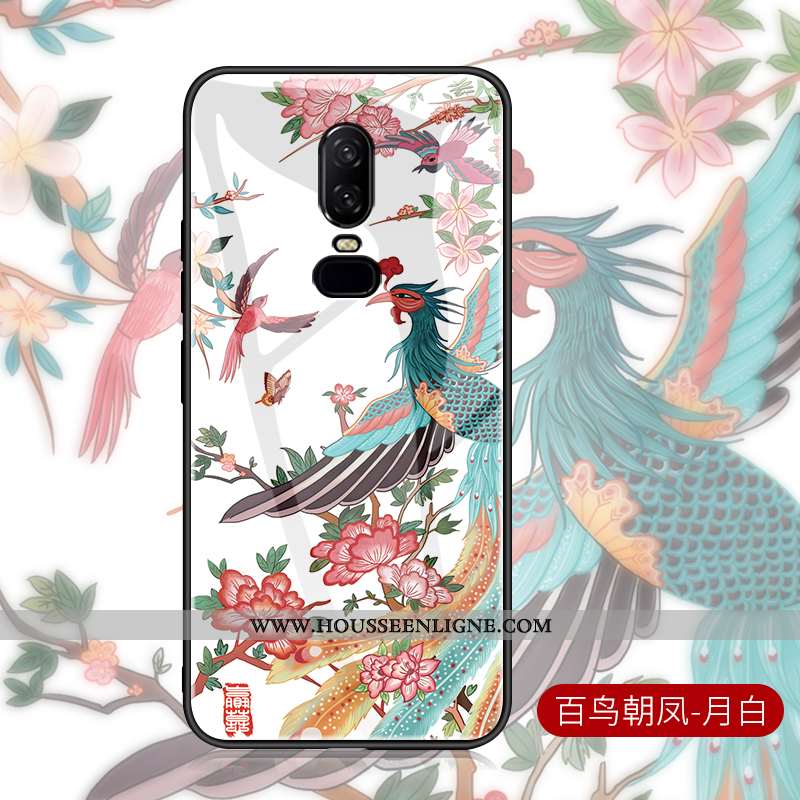 Housse Oneplus 6 Original Ultra Téléphone Portable Créatif Vintage Étui Net Rouge Blanche