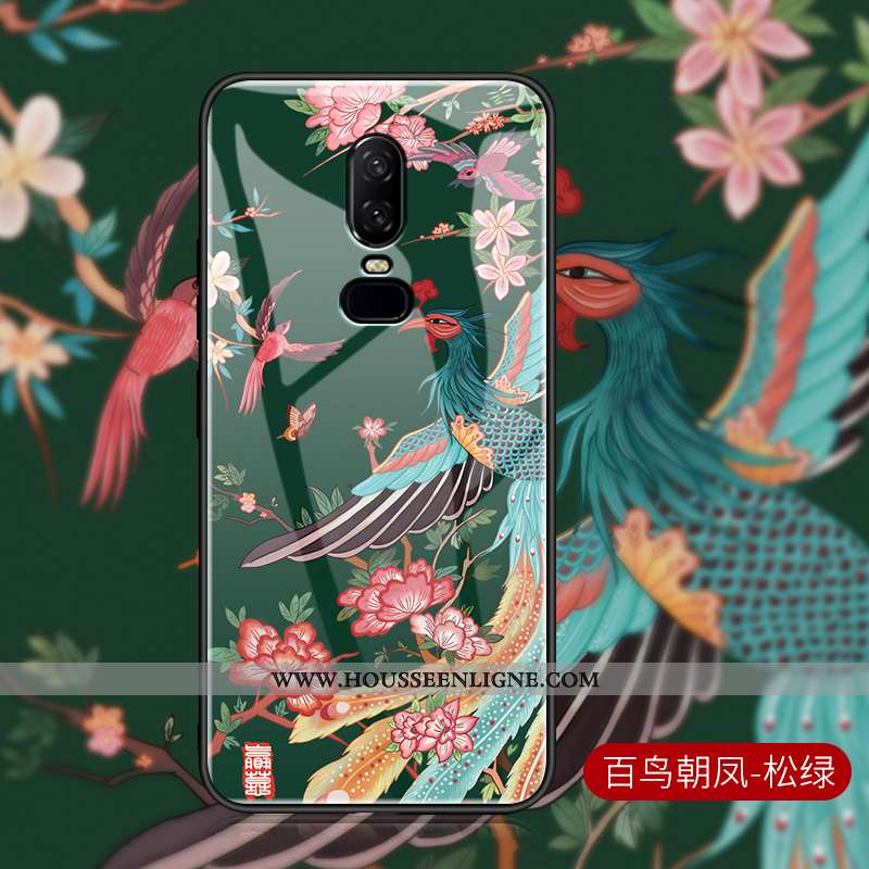 Housse Oneplus 6 Original Ultra Téléphone Portable Créatif Vintage Étui Net Rouge Blanche